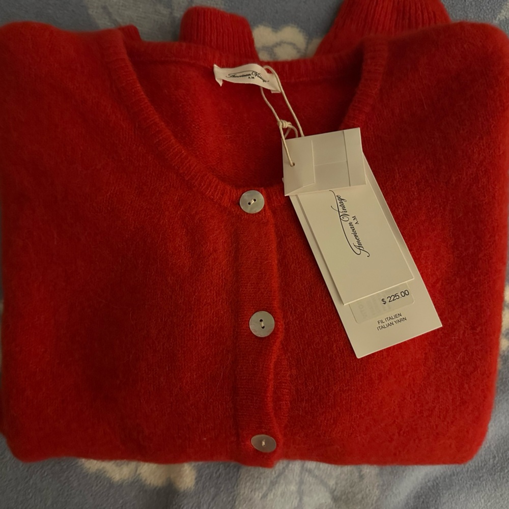 American Vintage Button Cardigan - bright red